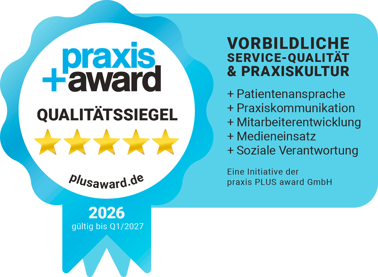 praxis+award 2026 Qualitätssiegel: Vorbildliche Service-Qualität und Praxiskultur
